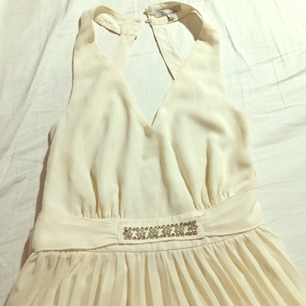 Cream Strapless Prom Dress